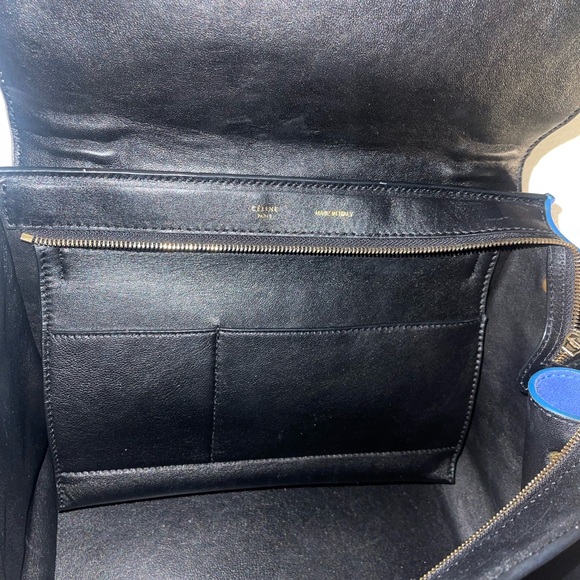 Authentic Celine trapeze crossbody hand bag Black and Blue Leather Bag - Picture 2 of 14